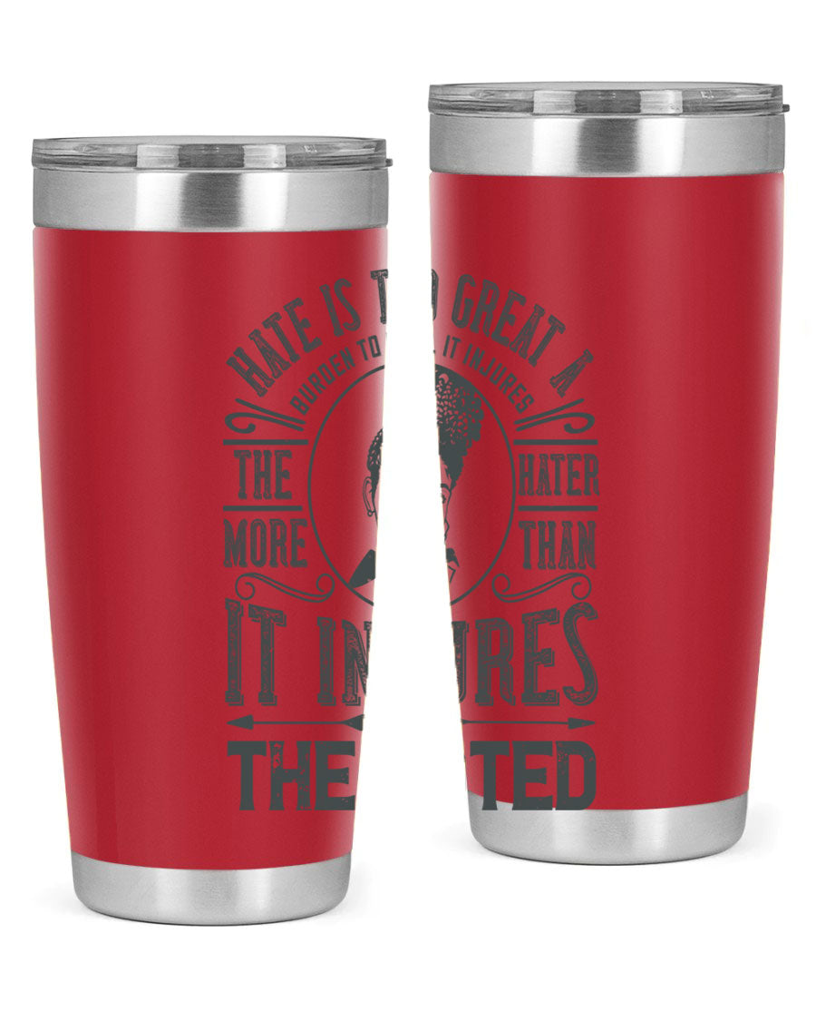 A stylish 20oz stainless steel tumbler with a motivational quote, featuring a double wall vacuum design and a drink-thru lid.