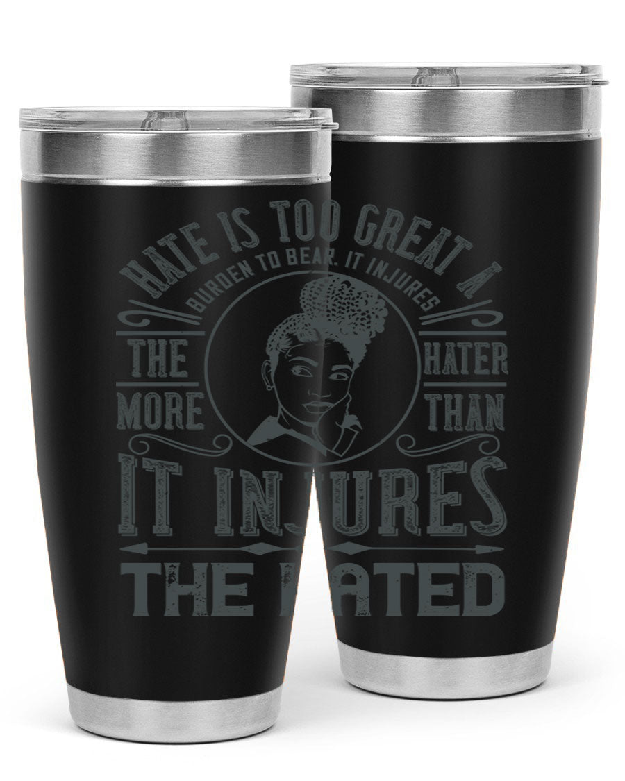 A stylish 20oz stainless steel tumbler with a motivational quote, featuring a double wall vacuum design and a drink-thru lid.