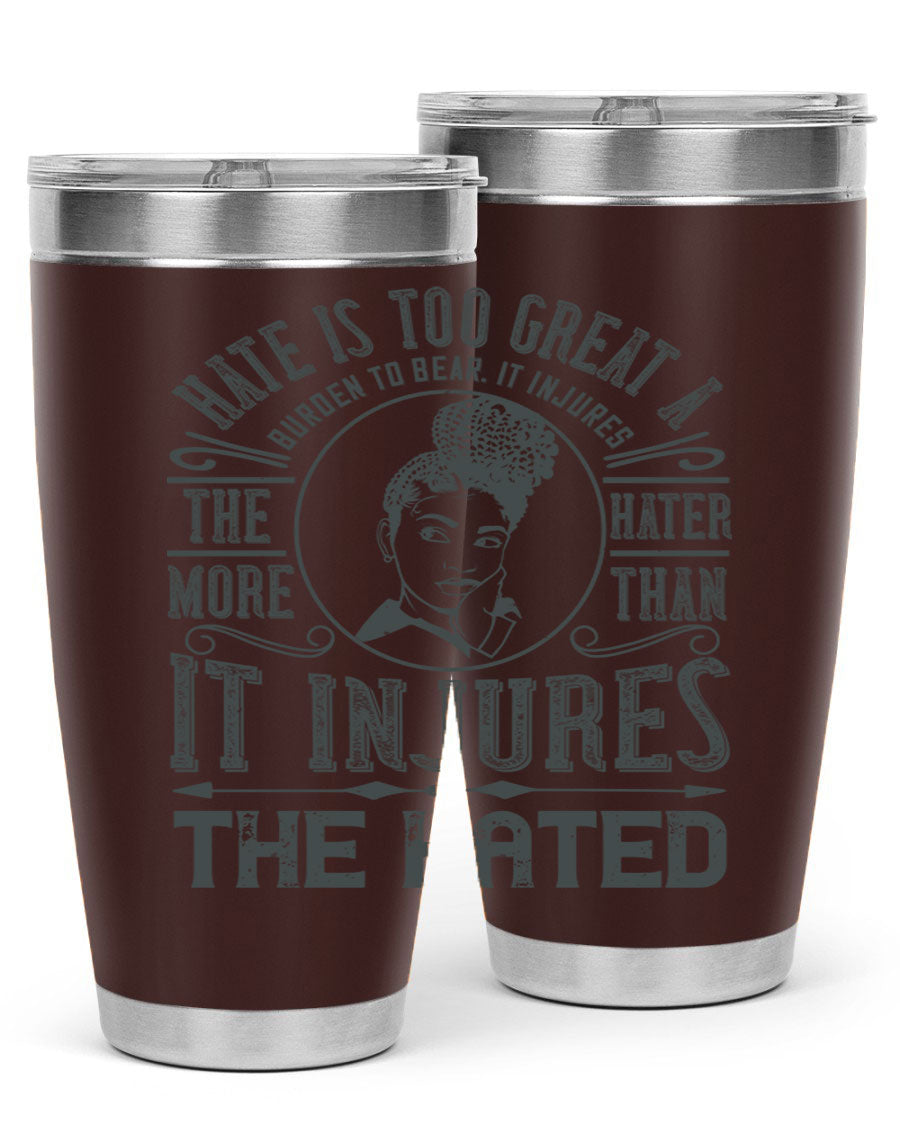 A stylish 20oz stainless steel tumbler with a motivational quote, featuring a double wall vacuum design and a drink-thru lid.
