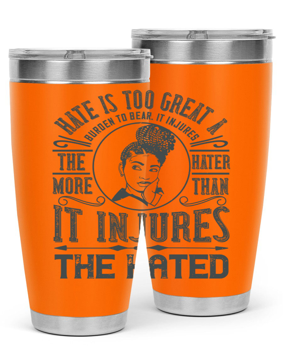A stylish 20oz stainless steel tumbler with a motivational quote, featuring a double wall vacuum design and a drink-thru lid.