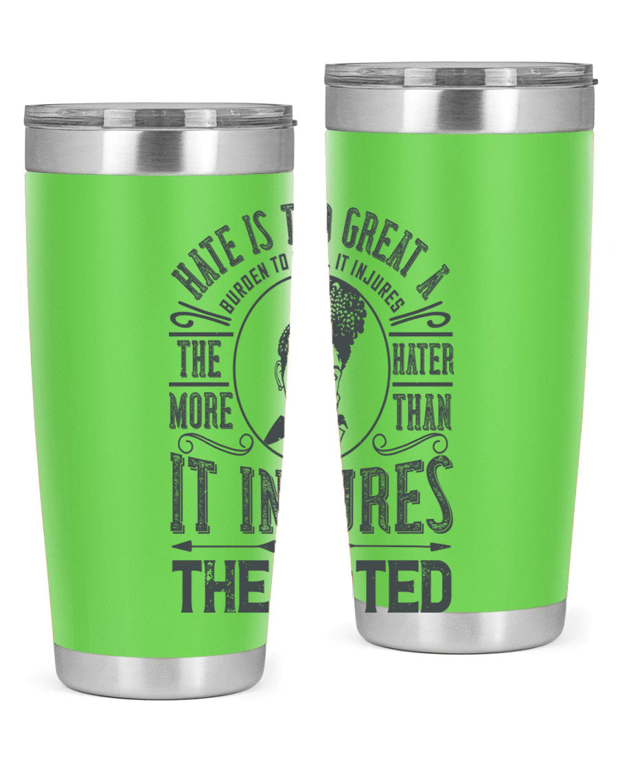A stylish 20oz stainless steel tumbler with a motivational quote, featuring a double wall vacuum design and a drink-thru lid.