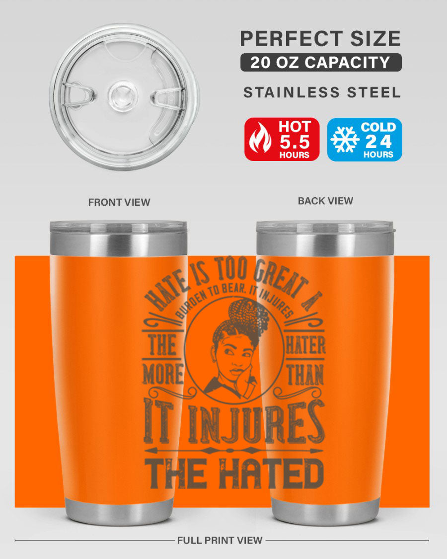 A stylish 20oz stainless steel tumbler with a motivational quote, featuring a double wall vacuum design and a drink-thru lid.