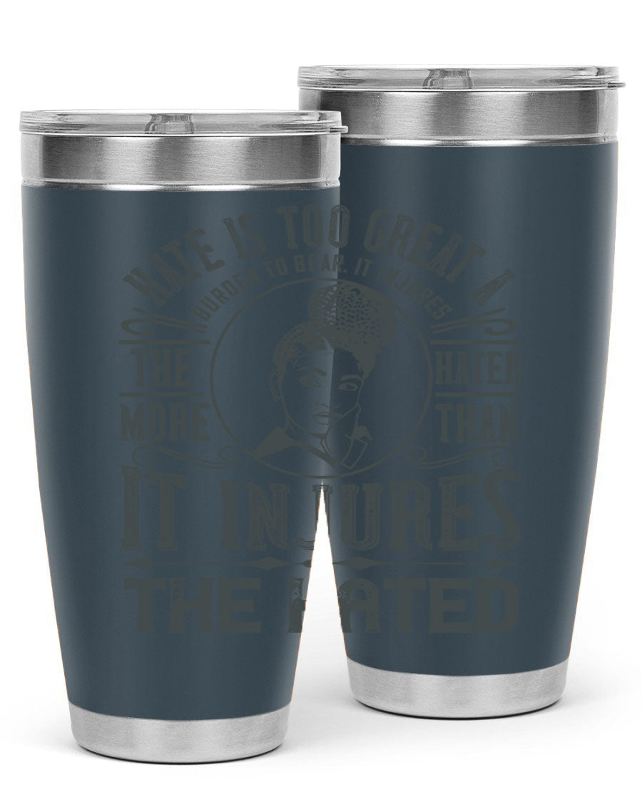 A stylish 20oz stainless steel tumbler with a motivational quote, featuring a double wall vacuum design and a drink-thru lid.