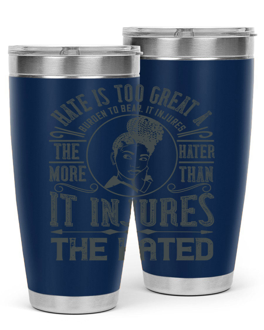 A stylish 20oz stainless steel tumbler with a motivational quote, featuring a double wall vacuum design and a drink-thru lid.