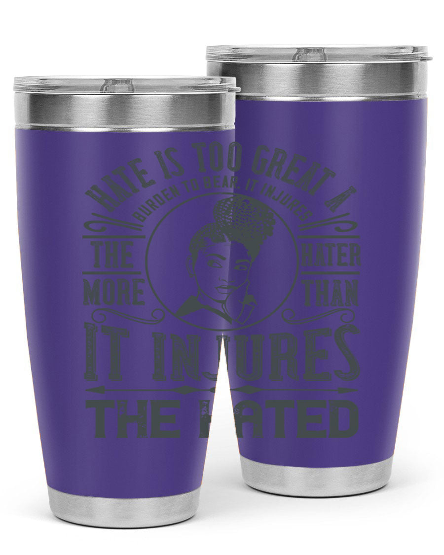 A stylish 20oz stainless steel tumbler with a motivational quote, featuring a double wall vacuum design and a drink-thru lid.
