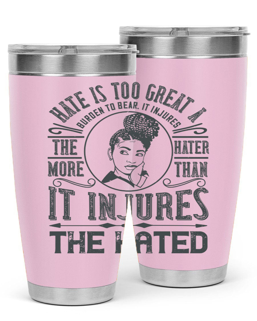A stylish 20oz stainless steel tumbler with a motivational quote, featuring a double wall vacuum design and a drink-thru lid.