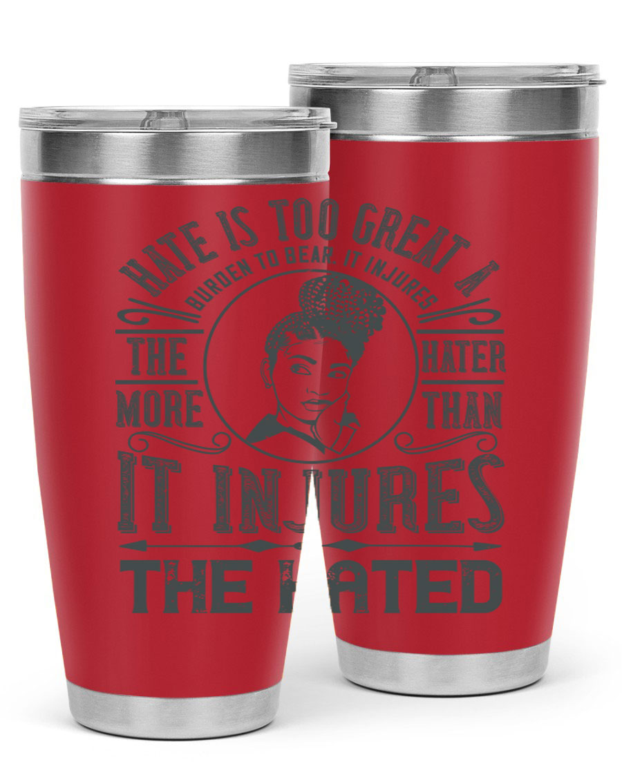 A stylish 20oz stainless steel tumbler with a motivational quote, featuring a double wall vacuum design and a drink-thru lid.