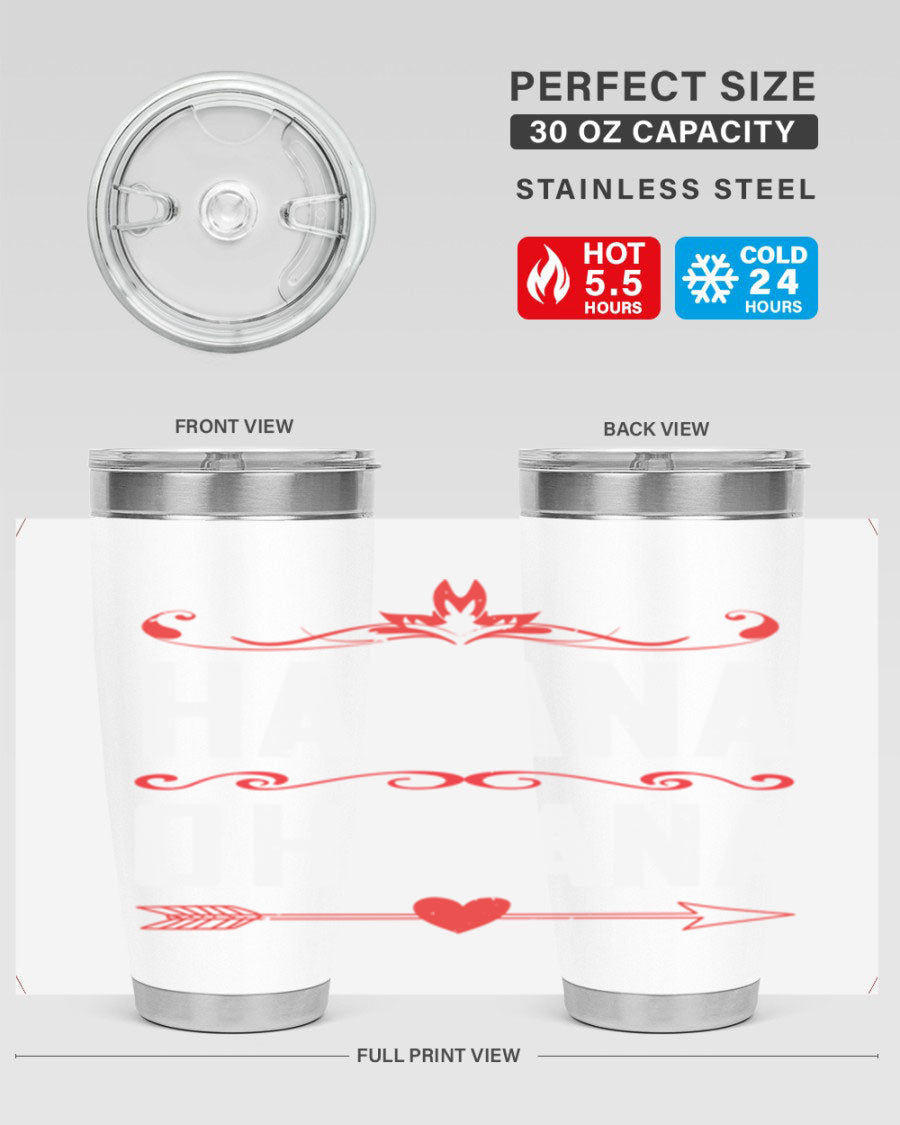 HAVANA oh nana 26# Tumbler, a stylish 20oz stainless steel tumbler with double wall vacuum insulation and a drink-thru lid.