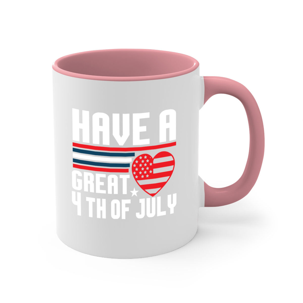 A stylish two-tone 4th of July mug with a colored handle and glossy finish, perfect for coffee or tea.