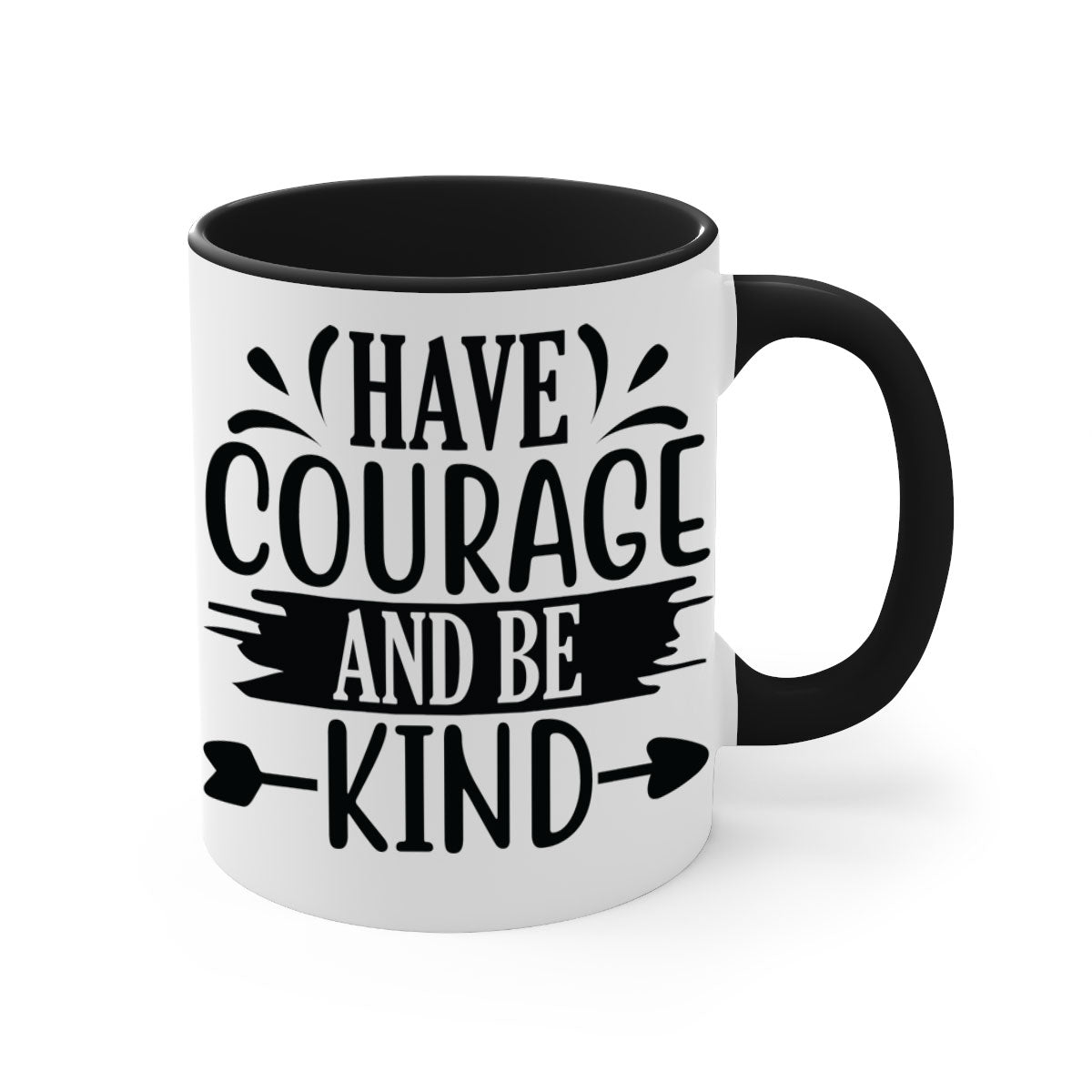Have Courage and Be Kind Mug with colorful handle and glossy finish, available in multiple colors and sizes.