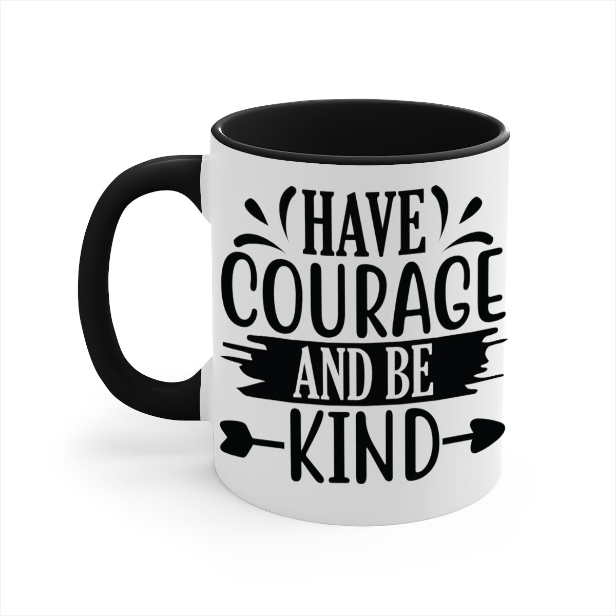 Have Courage and Be Kind Mug with colorful handle and glossy finish, available in multiple colors and sizes.