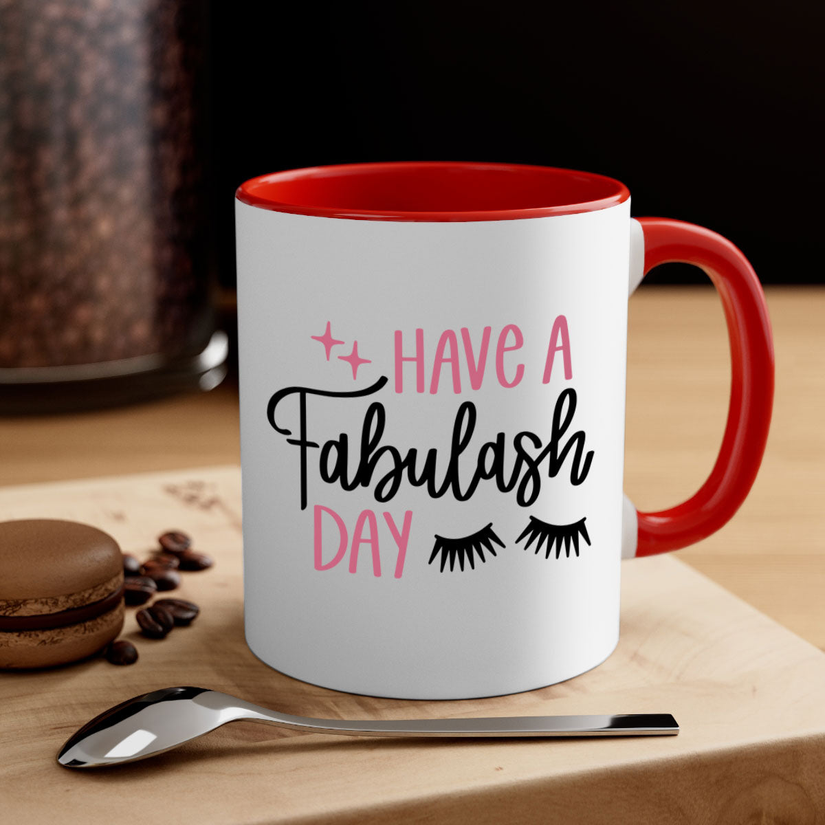 Have Fabulash Day Style 90# Mug with colorful handle and glossy finish, available in multiple colors and sizes.