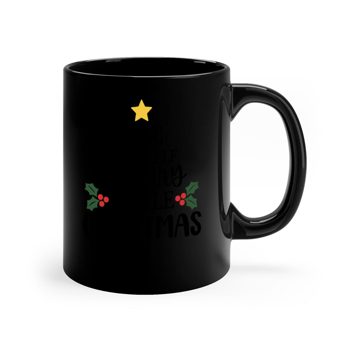 A festive two-tone Christmas mug with a colored handle and glossy finish, perfect for coffee or tea.