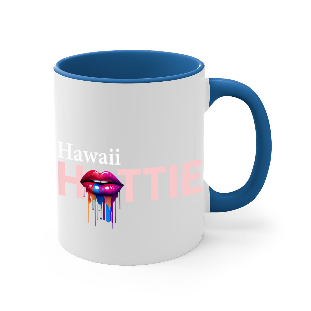 Hawaii Hottie Mug with dripping lips design, featuring a glossy finish and colored handle.
