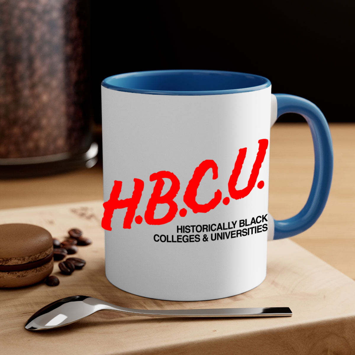HBCU Dare 140# Mug featuring a glossy finish, colored handle, and interior, available in multiple colors and sizes.
