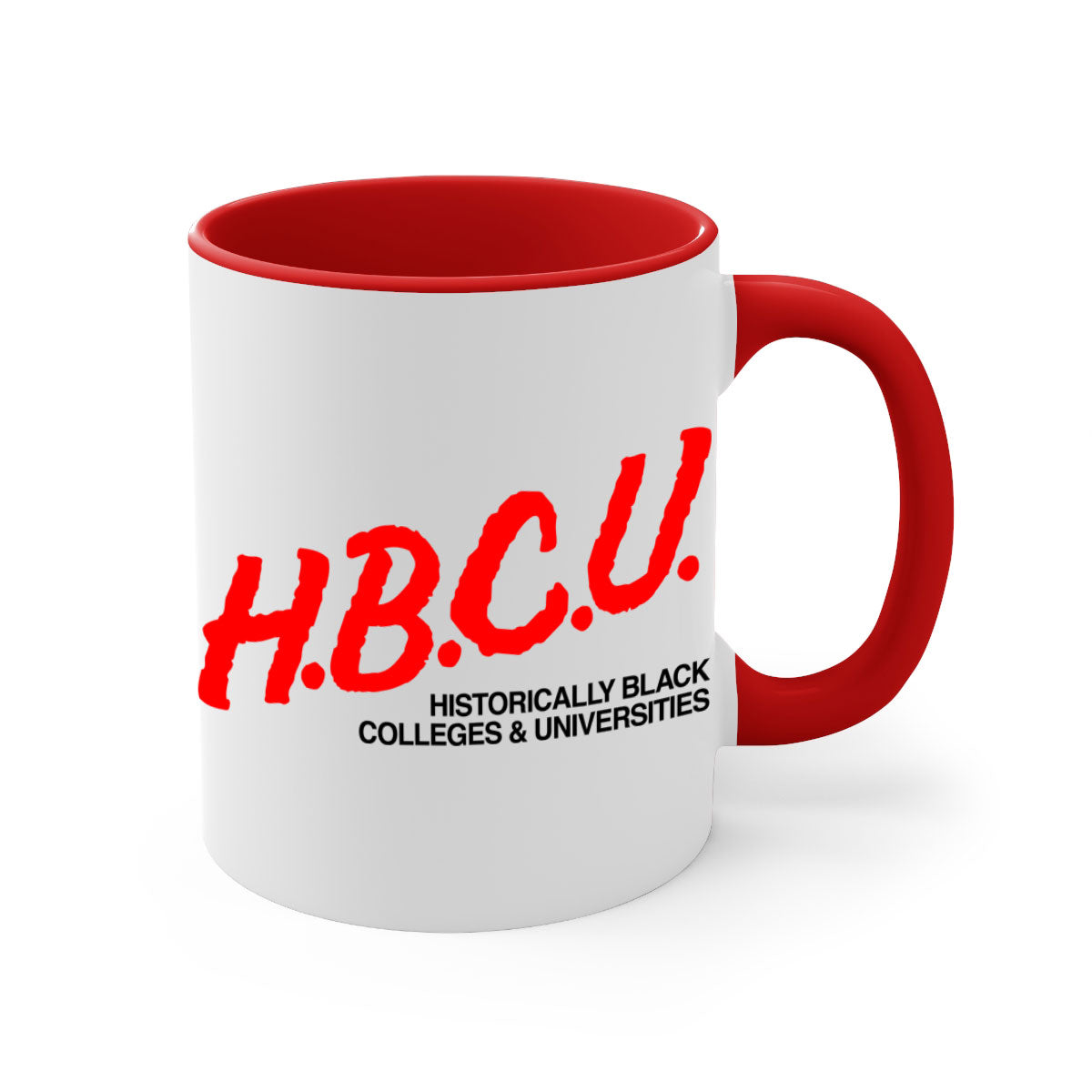 HBCU Dare 140# Mug featuring a glossy finish, colored handle, and interior, available in multiple colors and sizes.