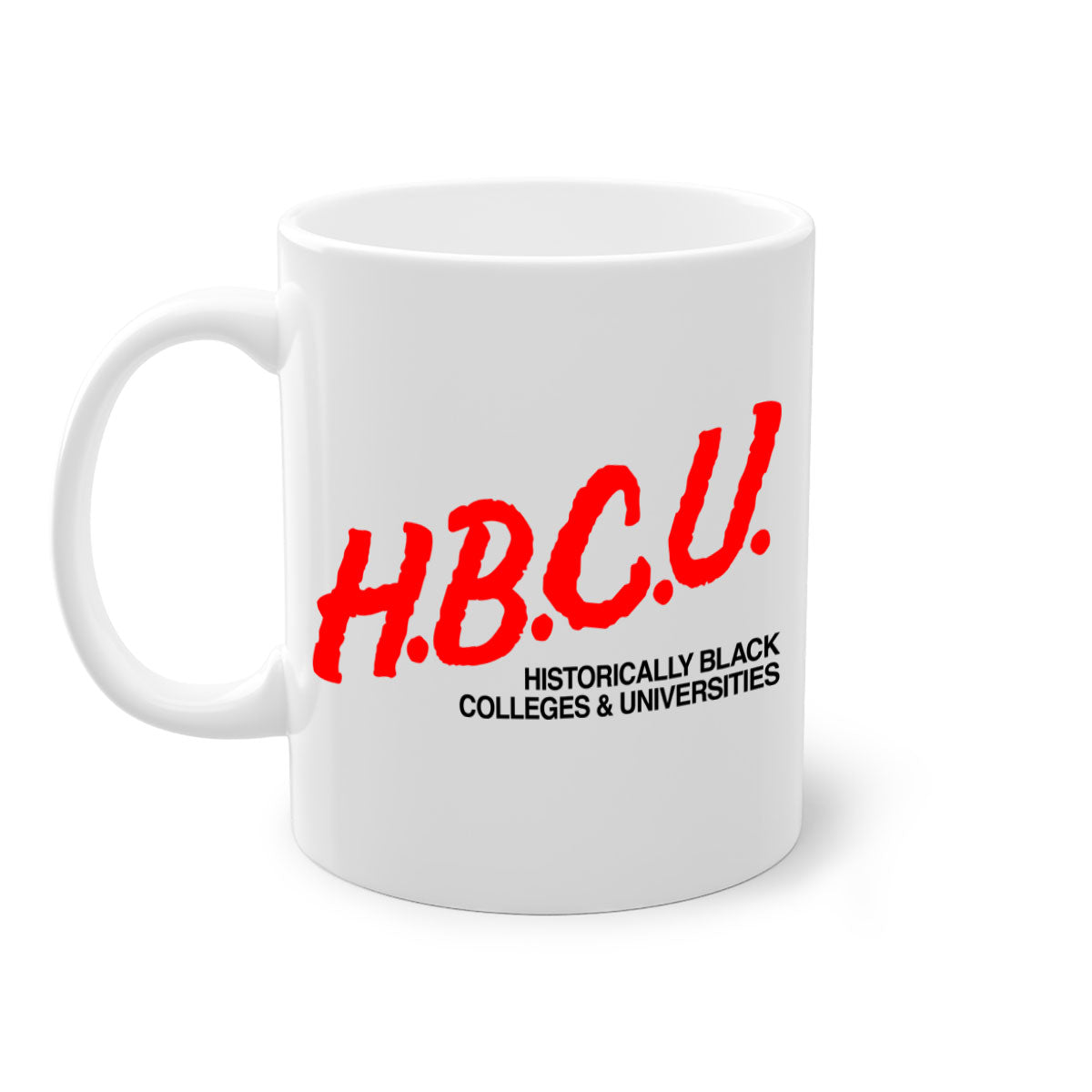 HBCU Dare 140# Mug featuring a glossy finish, colored handle, and interior, available in multiple colors and sizes.