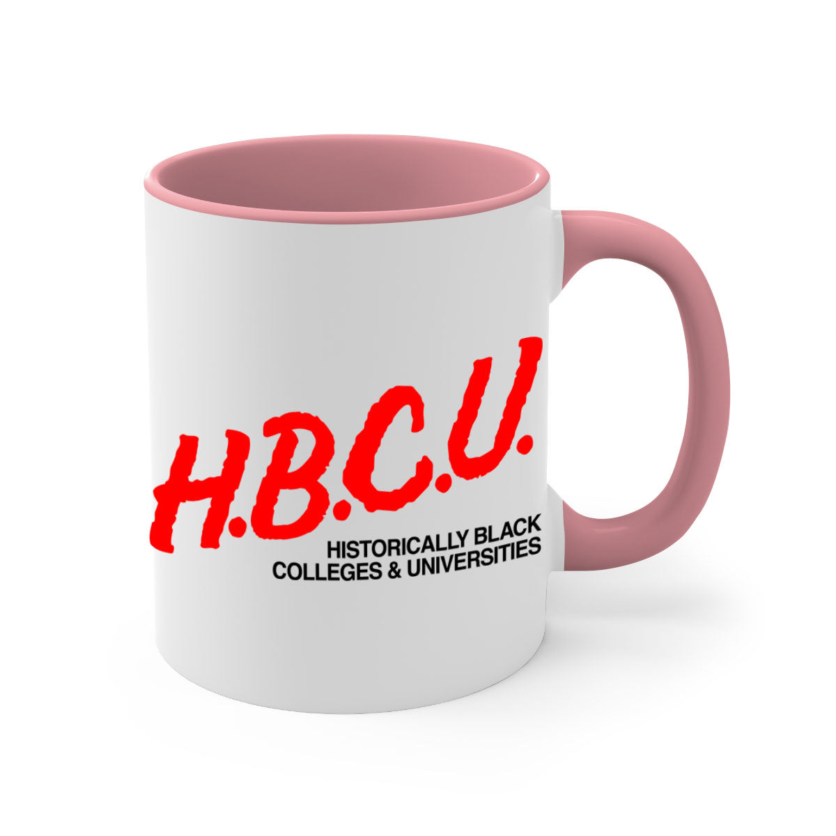 HBCU Dare 140# Mug featuring a glossy finish, colored handle, and interior, available in multiple colors and sizes.