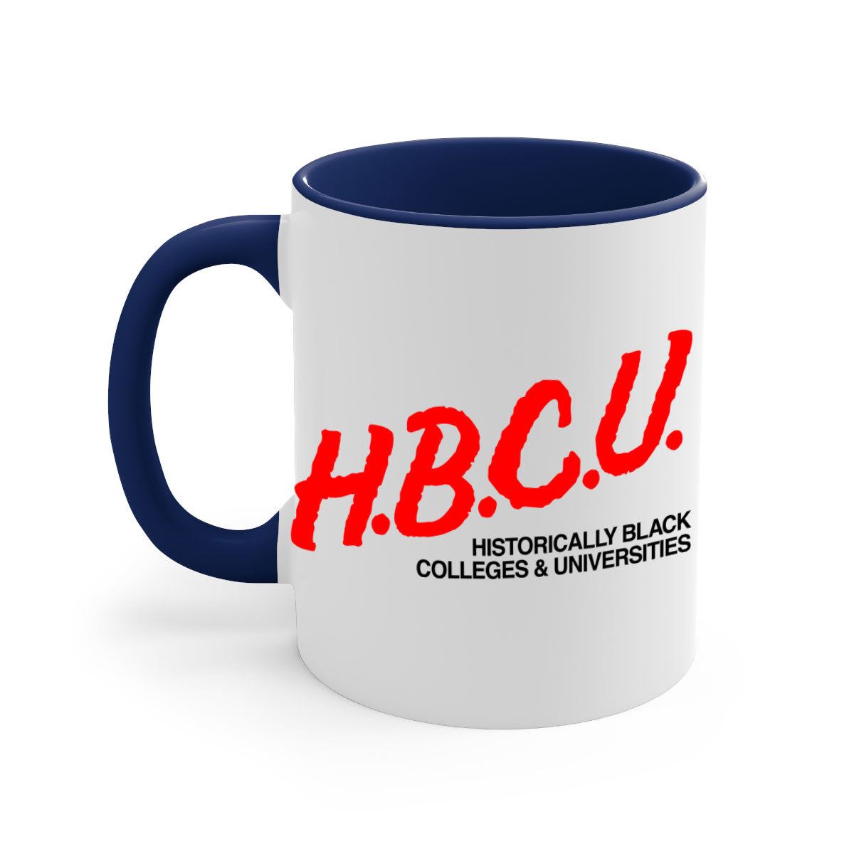 HBCU Dare 140# Mug featuring a glossy finish, colored handle, and interior, available in multiple colors and sizes.