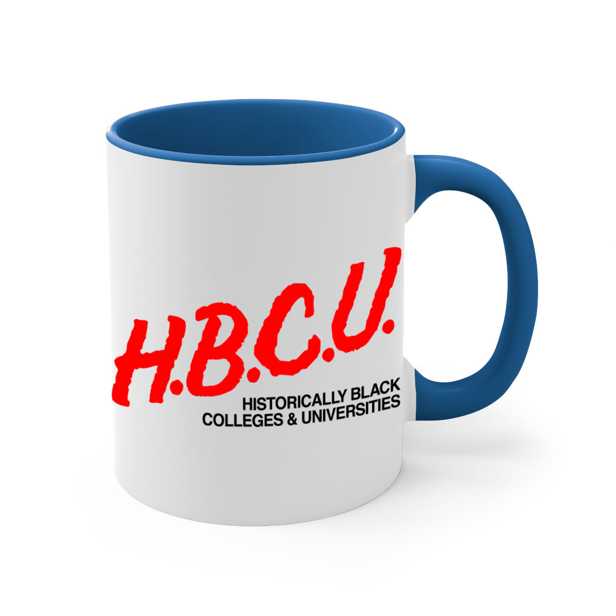 HBCU Dare 140# Mug featuring a glossy finish, colored handle, and interior, available in multiple colors and sizes.
