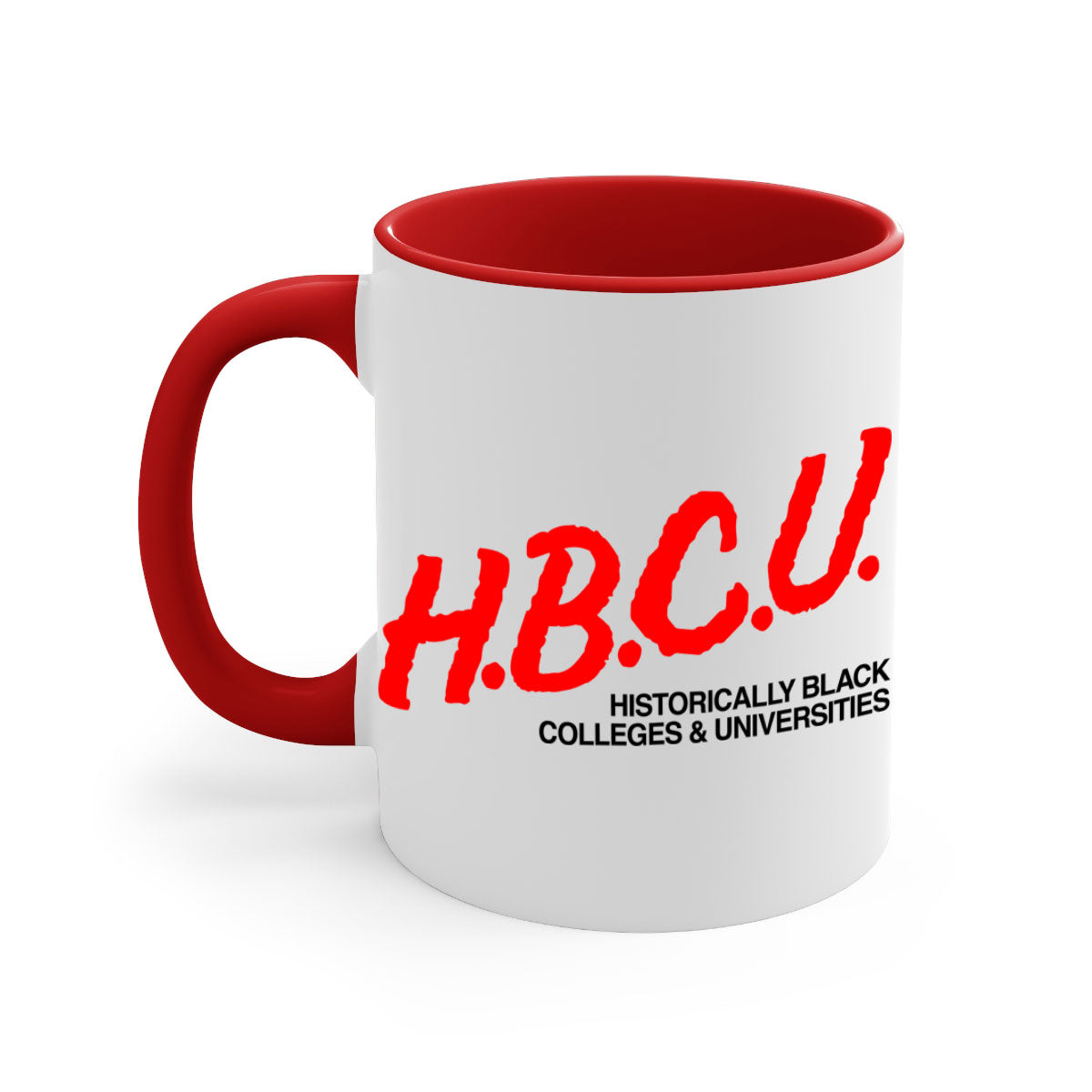 HBCU Dare 140# Mug featuring a glossy finish, colored handle, and interior, available in multiple colors and sizes.