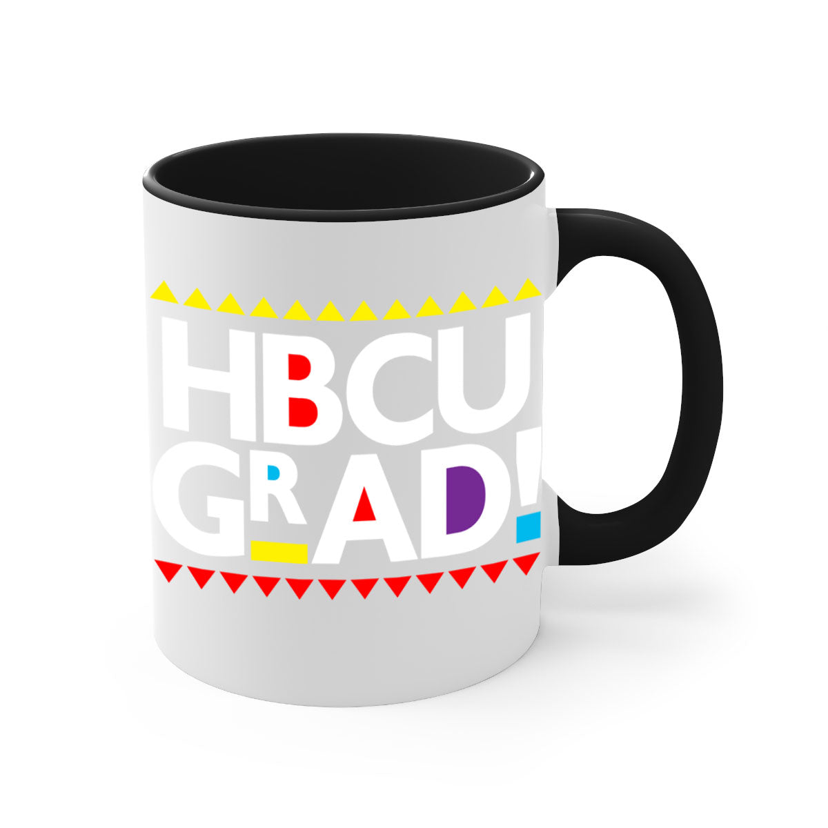 HBCU Grad 134# Mug featuring a glossy finish with a colored handle and interior, available in multiple colors.