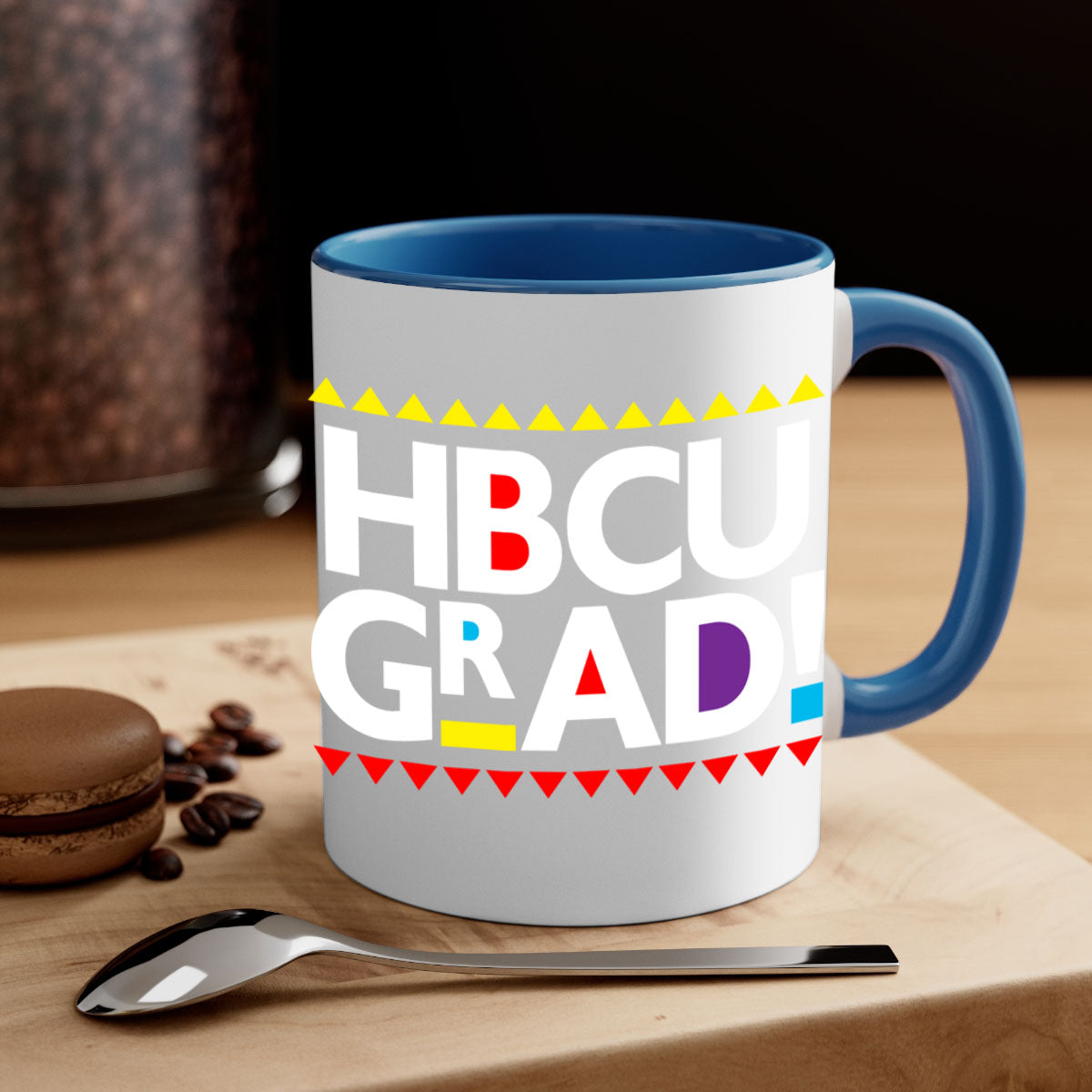 HBCU Grad 134# Mug featuring a glossy finish with a colored handle and interior, available in multiple colors.