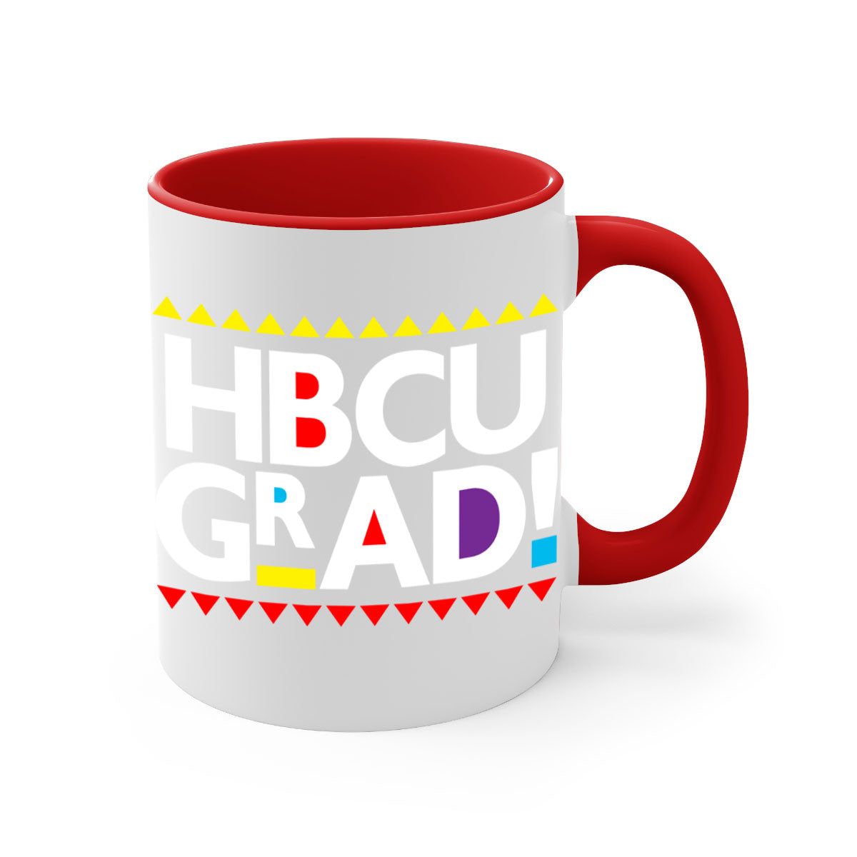 HBCU Grad 134# Mug featuring a glossy finish with a colored handle and interior, available in multiple colors.