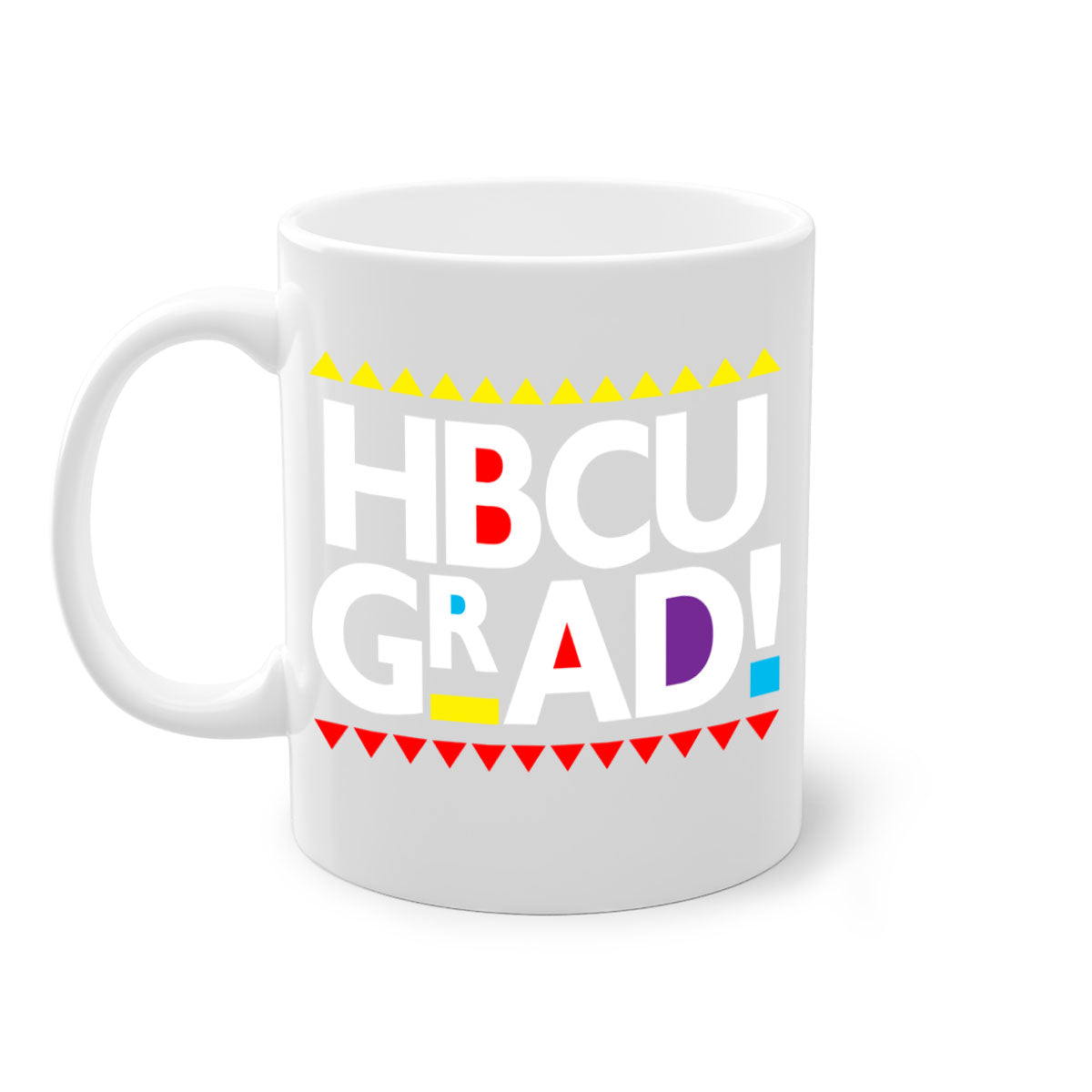 HBCU Grad 134# Mug featuring a glossy finish with a colored handle and interior, available in multiple colors.