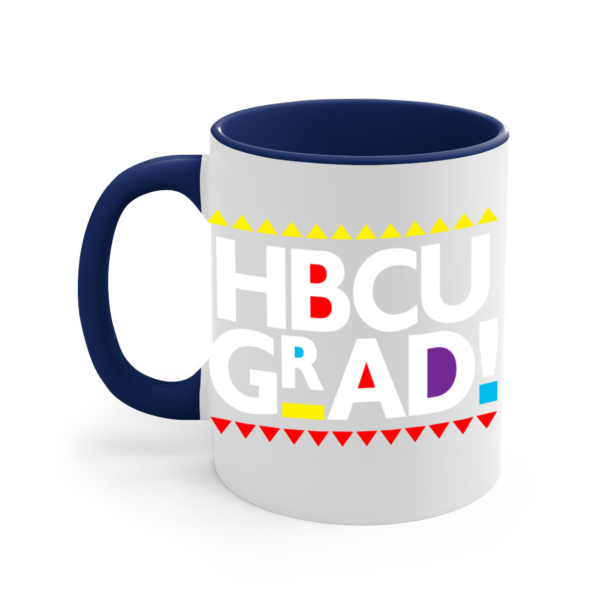 HBCU Grad 134# Mug featuring a glossy finish with a colored handle and interior, available in multiple colors.