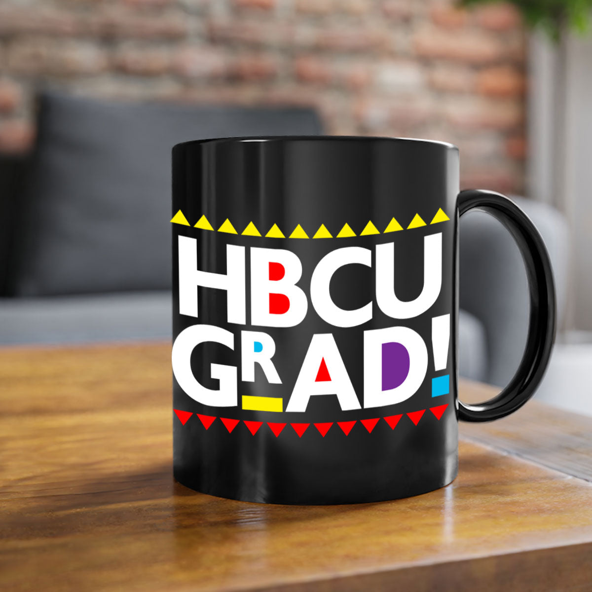 HBCU Grad 134# Mug featuring a glossy finish with a colored handle and interior, available in multiple colors.