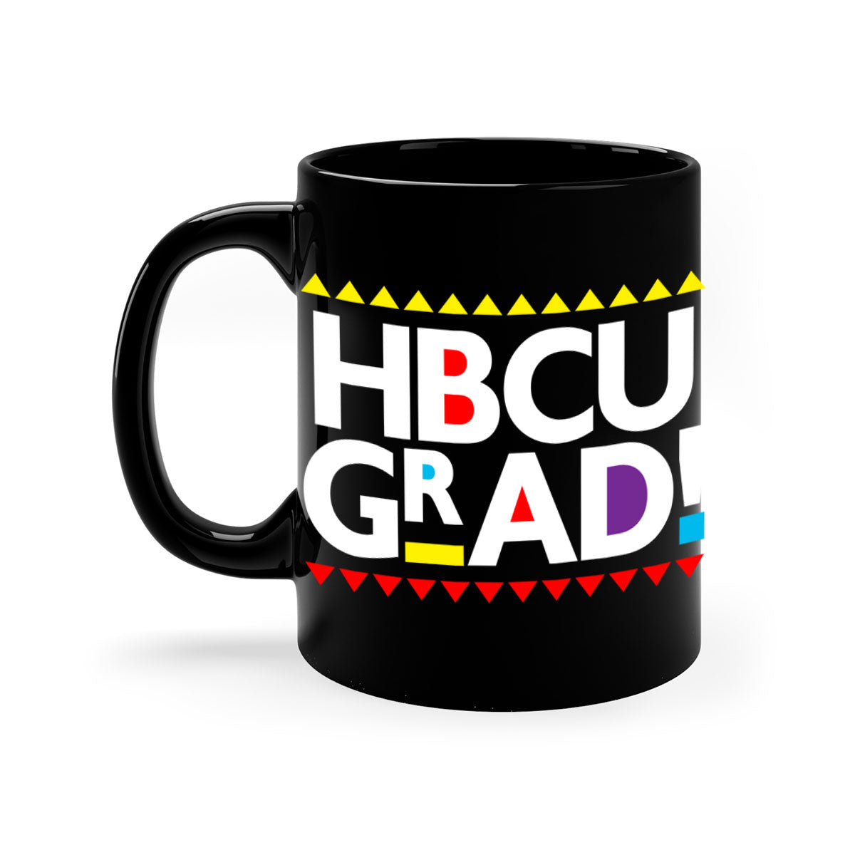 HBCU Grad 134# Mug featuring a glossy finish with a colored handle and interior, available in multiple colors.