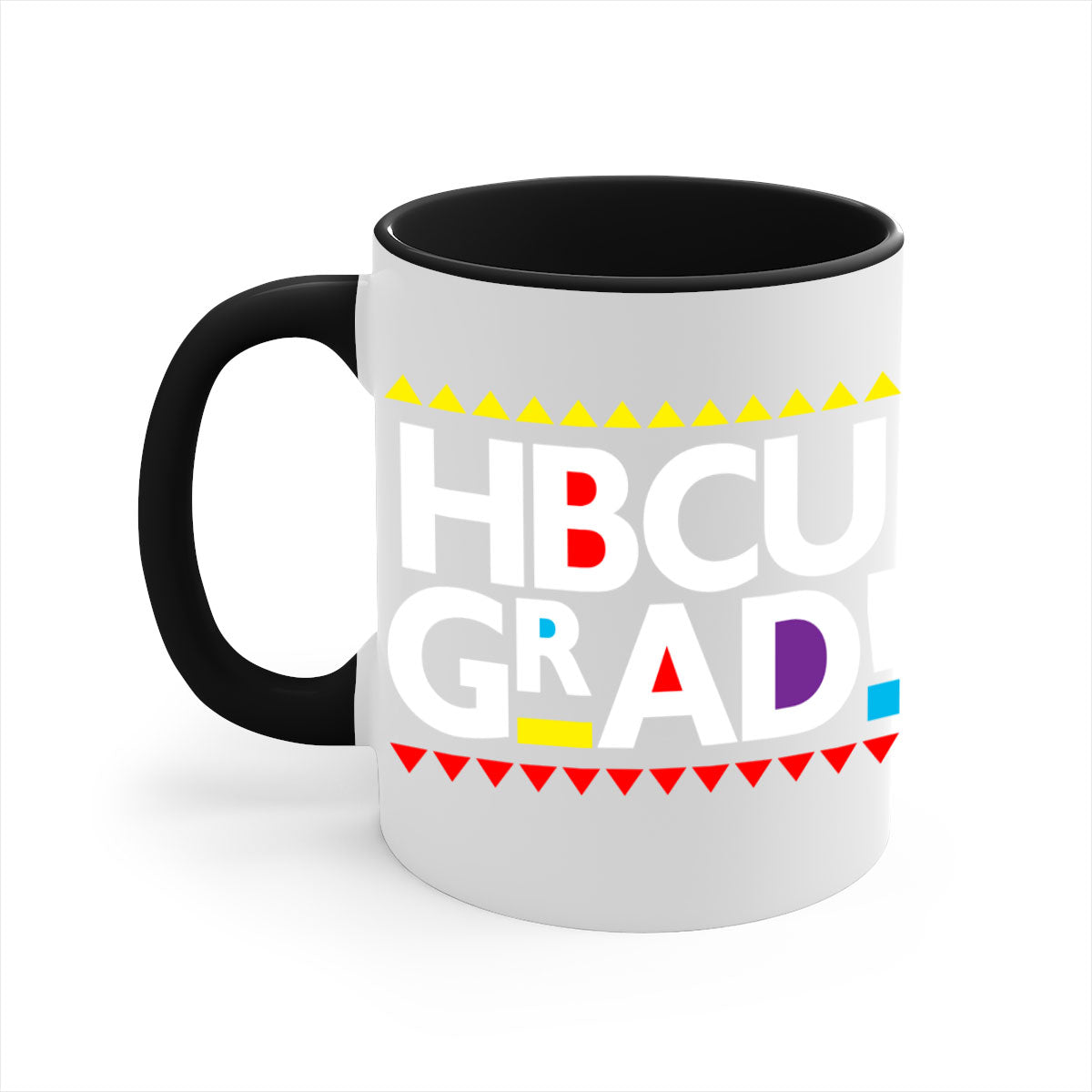 HBCU Grad 134# Mug featuring a glossy finish with a colored handle and interior, available in multiple colors.