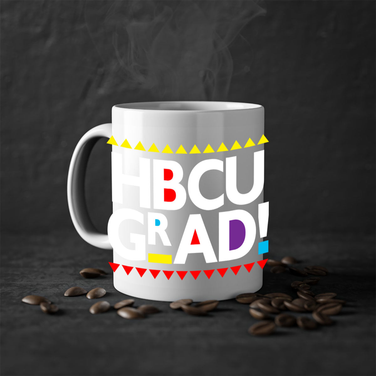 HBCU Grad 134# Mug featuring a glossy finish with a colored handle and interior, available in multiple colors.