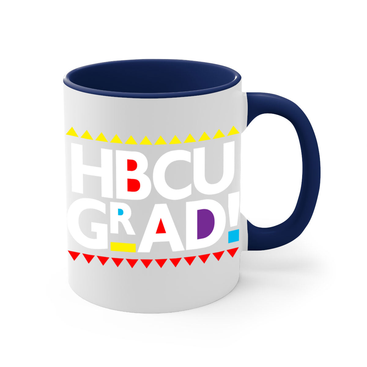 HBCU Grad 134# Mug featuring a glossy finish with a colored handle and interior, available in multiple colors.