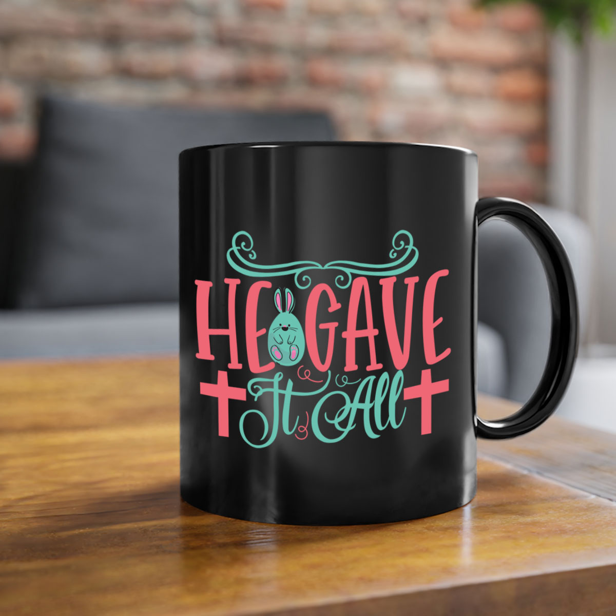 He Gave It All 119# Mug featuring a two-tone design with a colored handle and glossy finish, available in multiple colors.