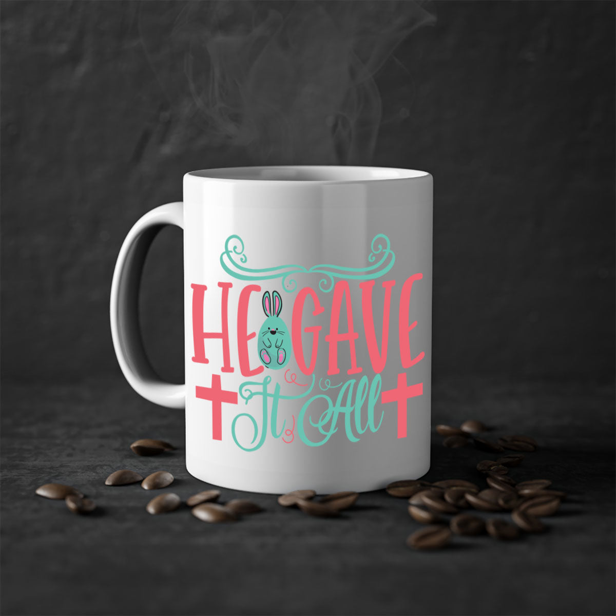 He Gave It All 119# Mug featuring a two-tone design with a colored handle and glossy finish, available in multiple colors.