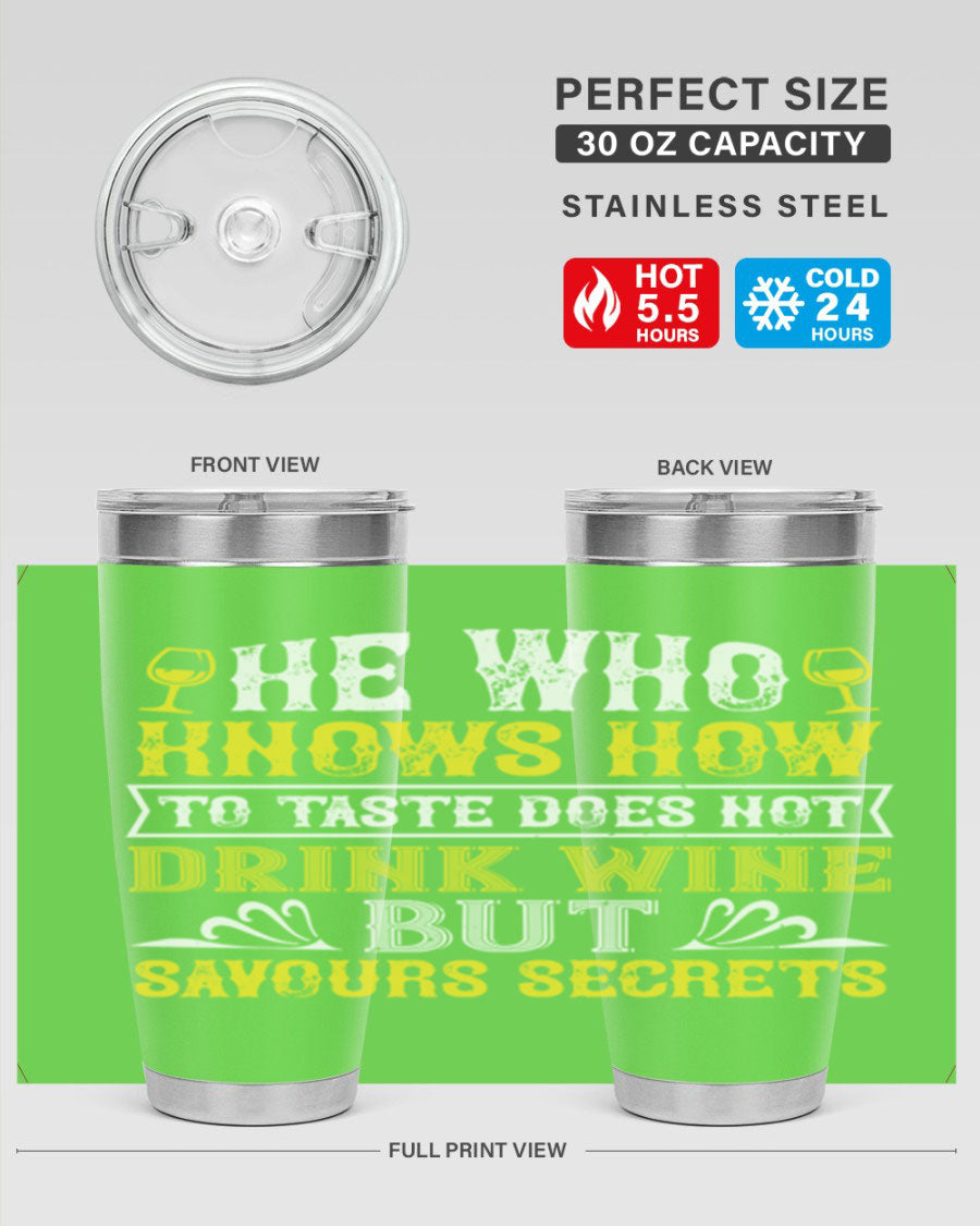 He Who Knows How to Taste 83# Wine Tumbler in stainless steel with a sleek design, perfect for hot and cold beverages.
