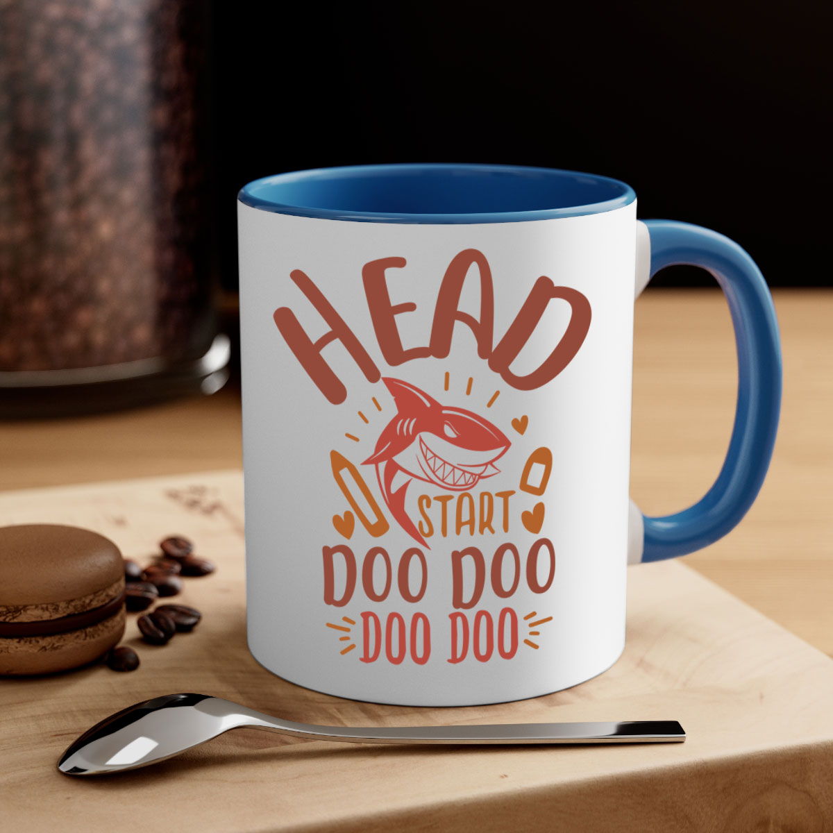 Head Start Doo Doo Mug with colorful handle and glossy finish, available in multiple colors and sizes.