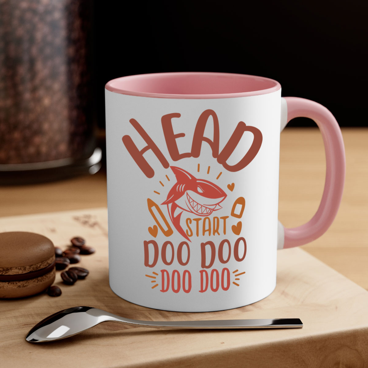 Head Start Doo Doo Mug with colorful handle and glossy finish, available in multiple colors and sizes.