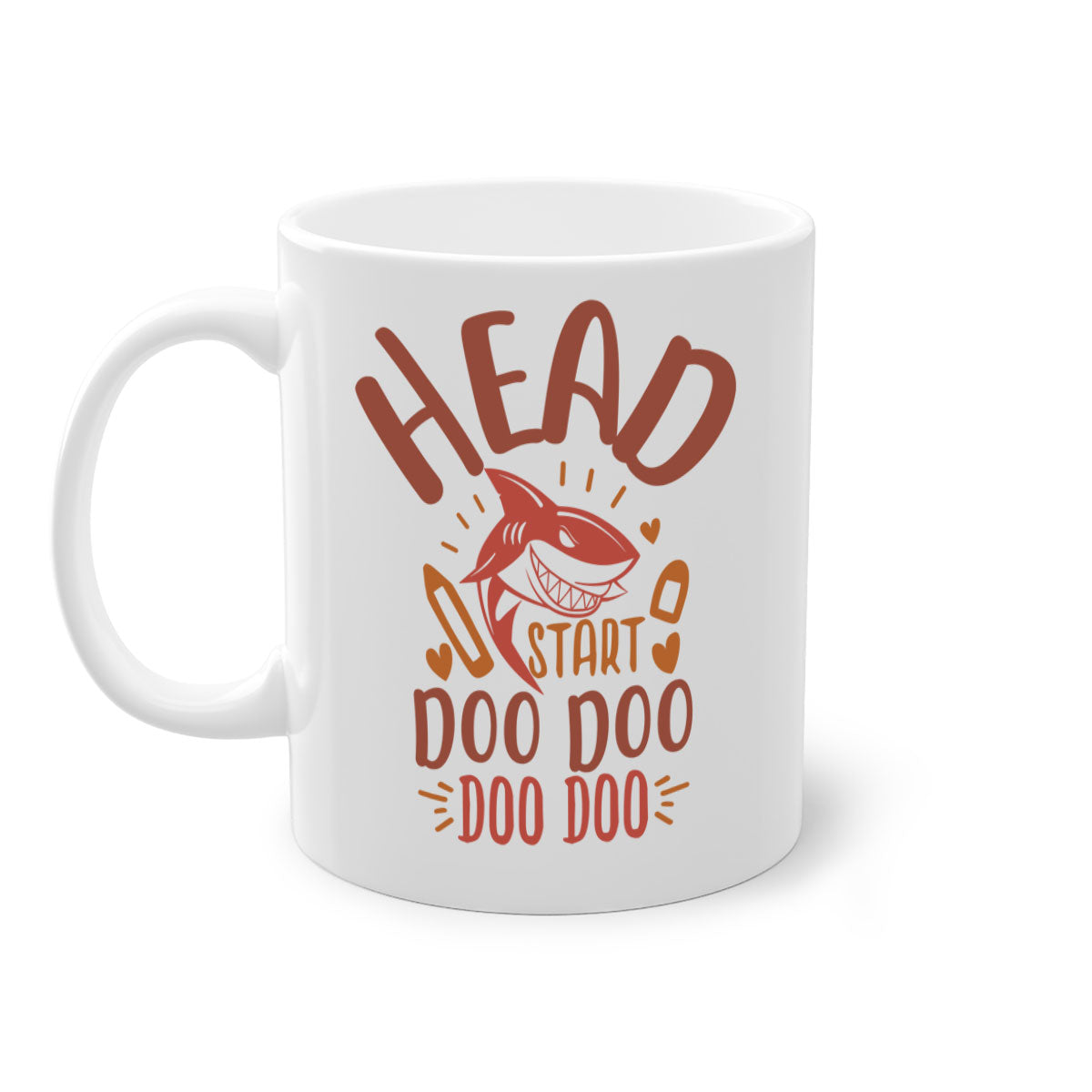 Head Start Doo Doo Mug with colorful handle and glossy finish, available in multiple colors and sizes.