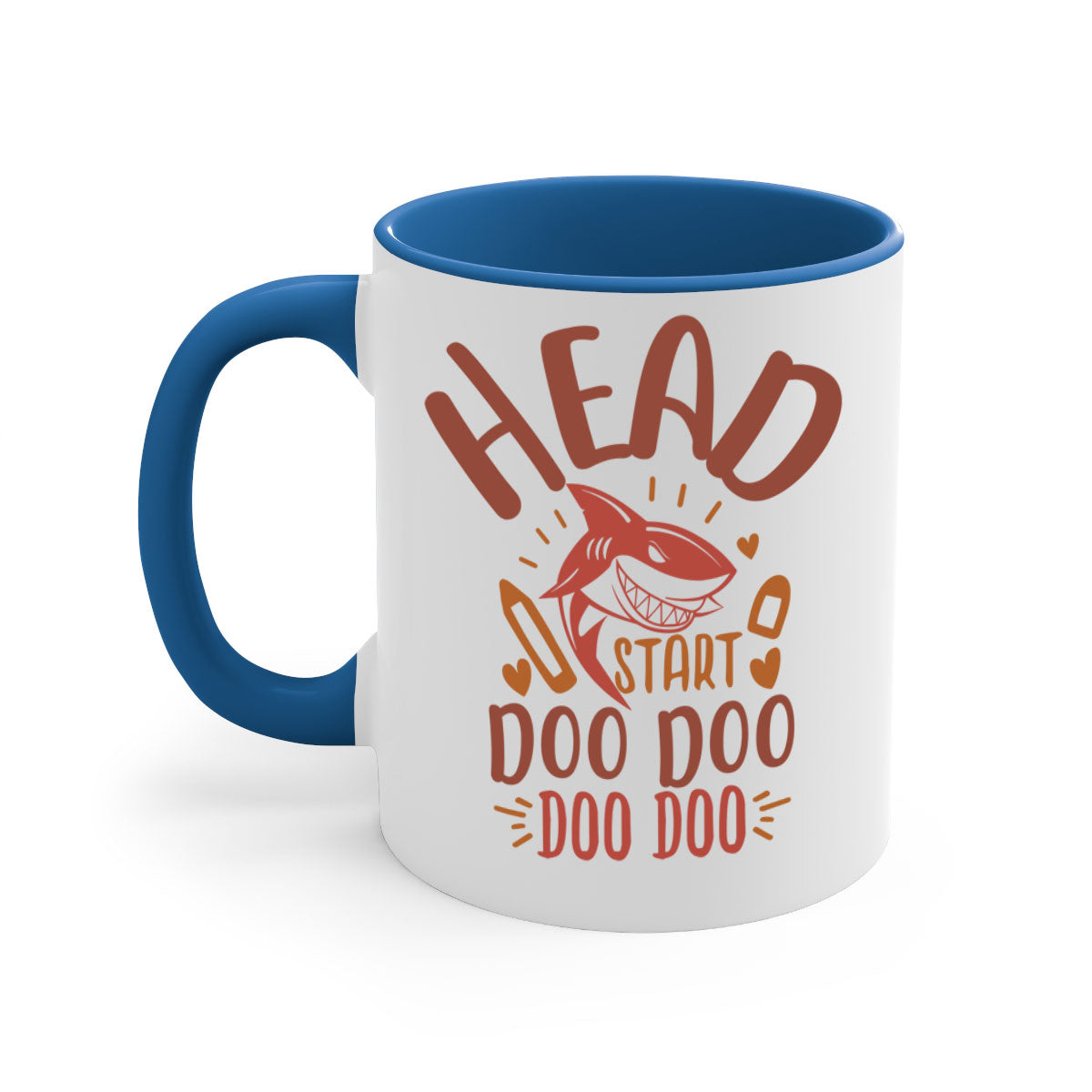 Head Start Doo Doo Mug with colorful handle and glossy finish, available in multiple colors and sizes.