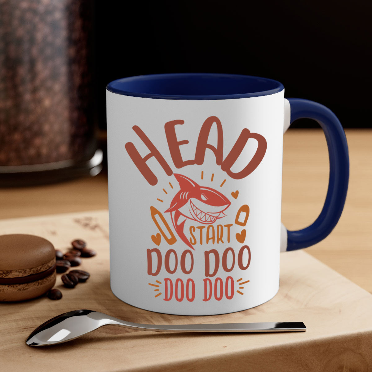 Head Start Doo Doo Mug with colorful handle and glossy finish, available in multiple colors and sizes.