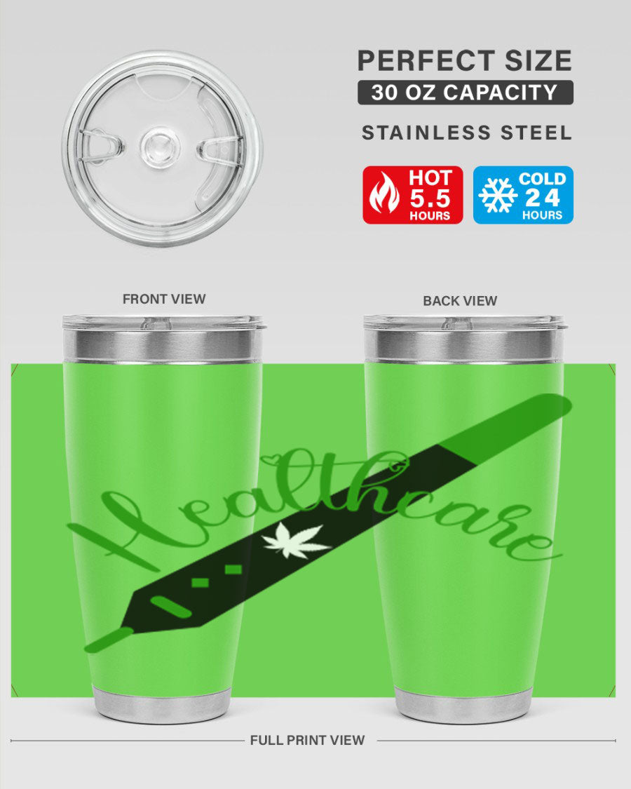Health care weed 104# tumbler, a double wall vacuum stainless steel tumbler with copper lining, designed to keep beverages hot or cold.