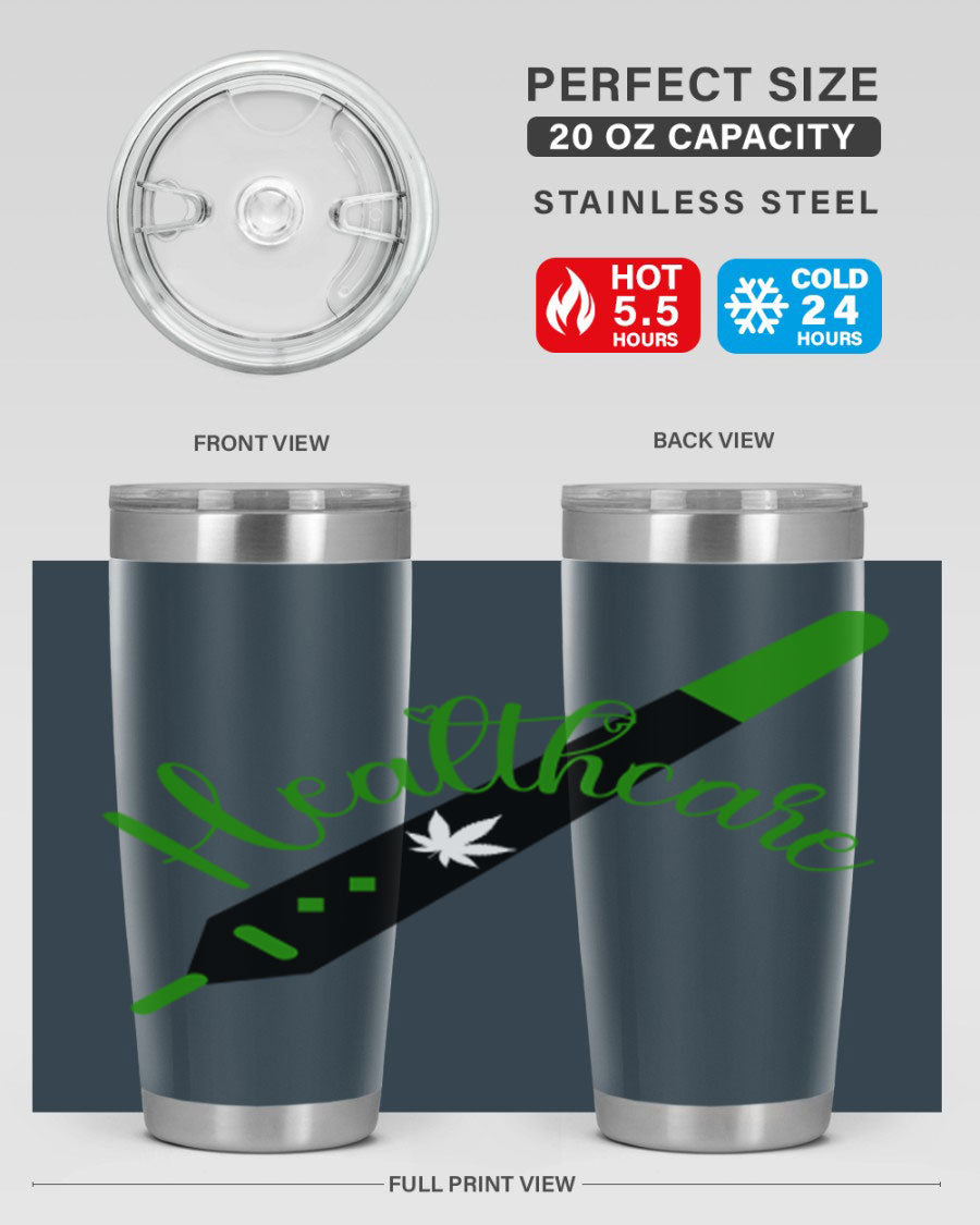 Health care weed 104# tumbler, a double wall vacuum stainless steel tumbler with copper lining, designed to keep beverages hot or cold.