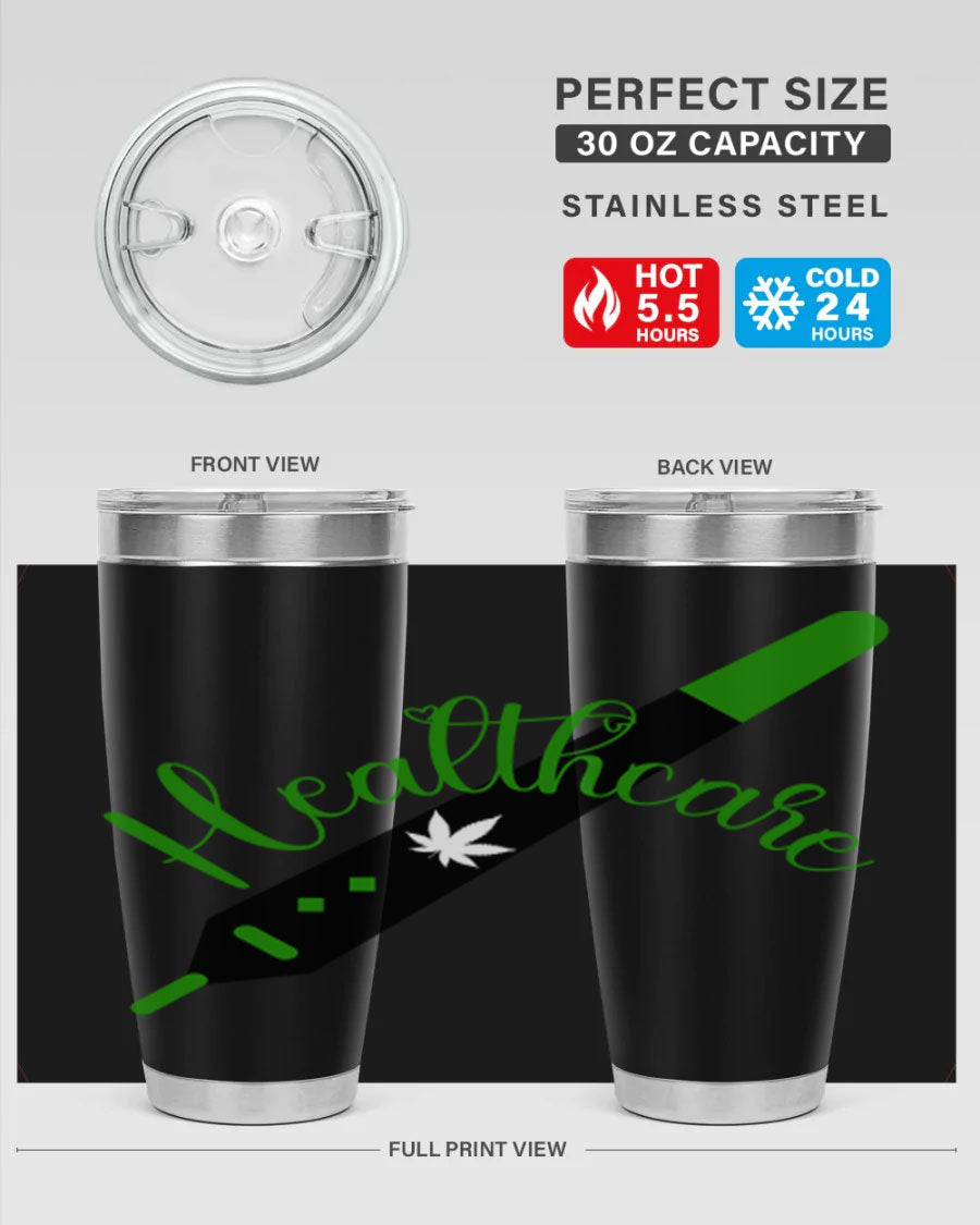Health care weed 104# tumbler, a double wall vacuum stainless steel tumbler with copper lining, designed to keep beverages hot or cold.
