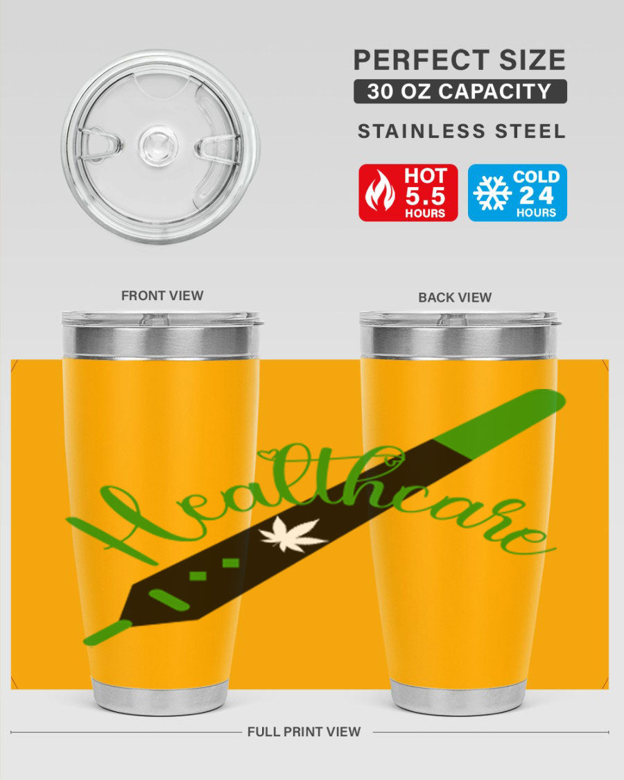 Health care weed 104# tumbler, a double wall vacuum stainless steel tumbler with copper lining, designed to keep beverages hot or cold.