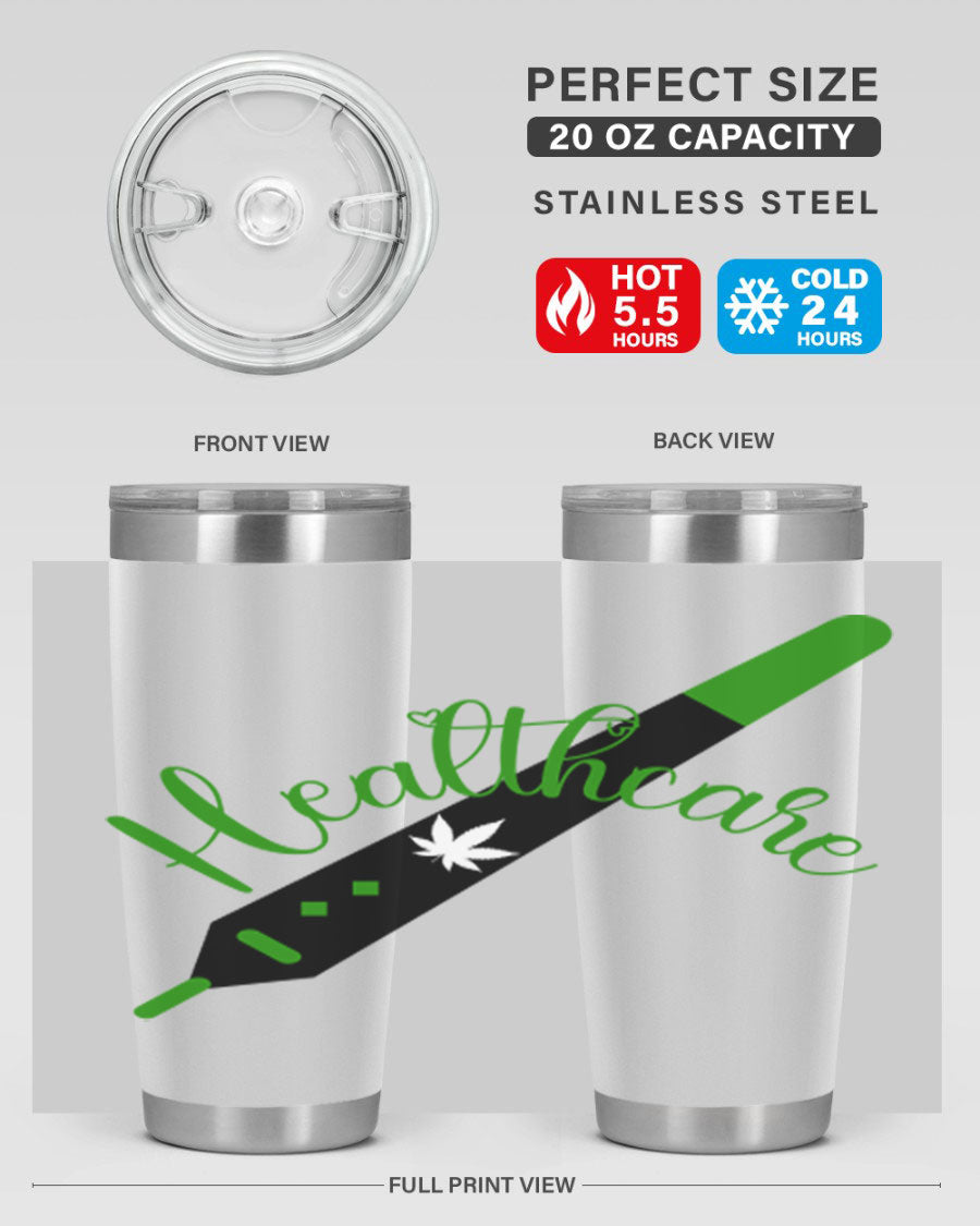 Health care weed 104# tumbler, a double wall vacuum stainless steel tumbler with copper lining, designed to keep beverages hot or cold.