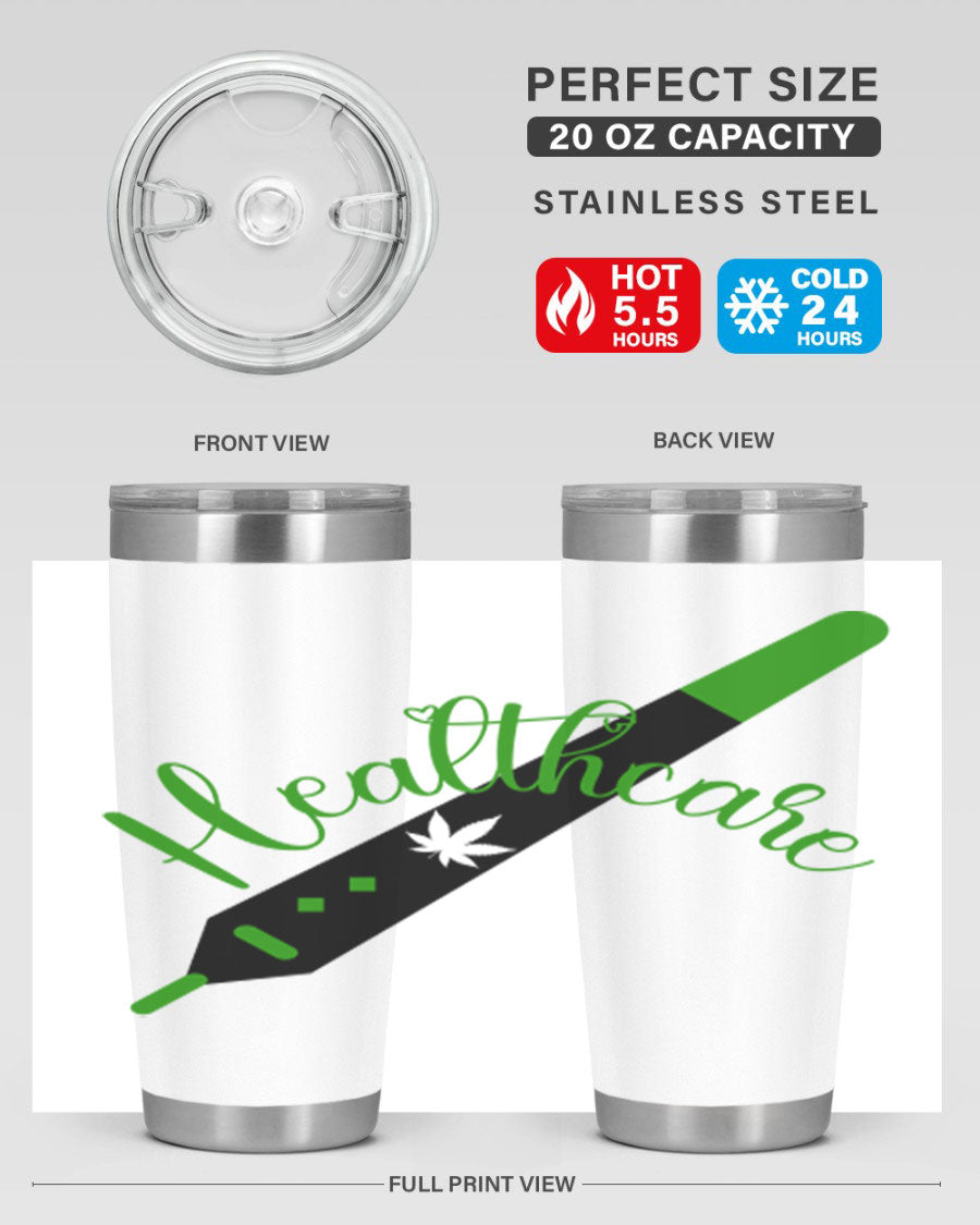Health care weed 104# tumbler, a double wall vacuum stainless steel tumbler with copper lining, designed to keep beverages hot or cold.