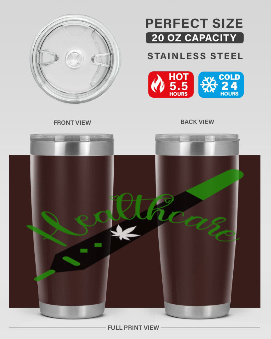 Health care weed 104# tumbler, a double wall vacuum stainless steel tumbler with copper lining, designed to keep beverages hot or cold.